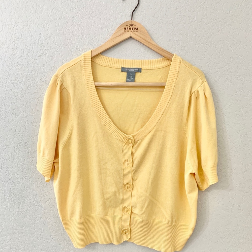 NY Collection | Yellow Button Cardigan Sweater